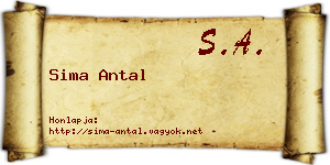 Sima Antal névjegykártya
